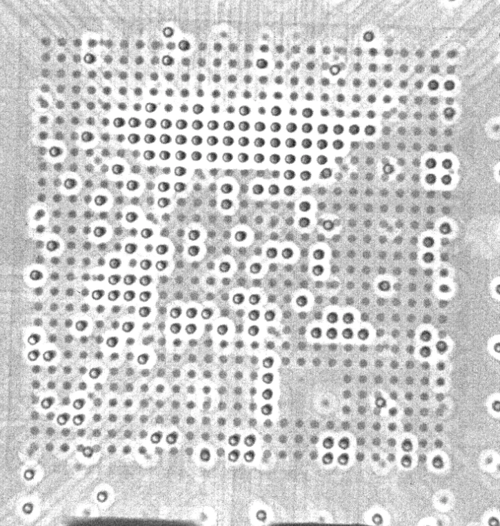 X-ray inspection of C4 solder bumps revealing voiding — Heisler Semiconductor