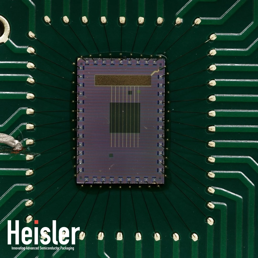 ISFET bio-sensor die with fine gold wire bonds — Heisler Semiconductor